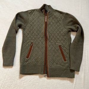 Brooks Brothers Merino Wool Zip Quilted Sweater Jacket